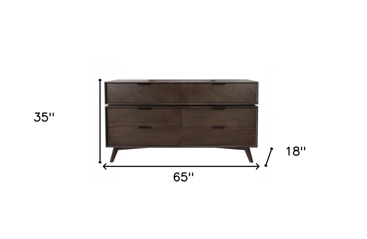 65" Acacia Solid Wood Six Drawer Double Dresser-5