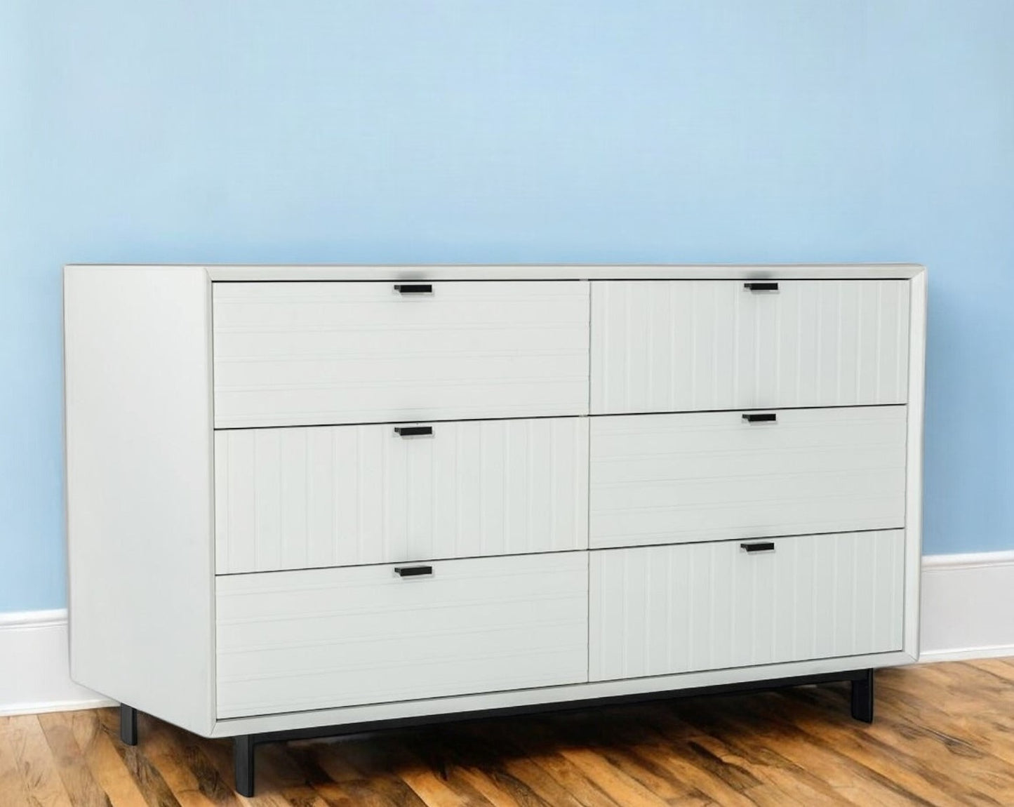 51" White Manufactured Wood Six Drawer Double Dresser-1