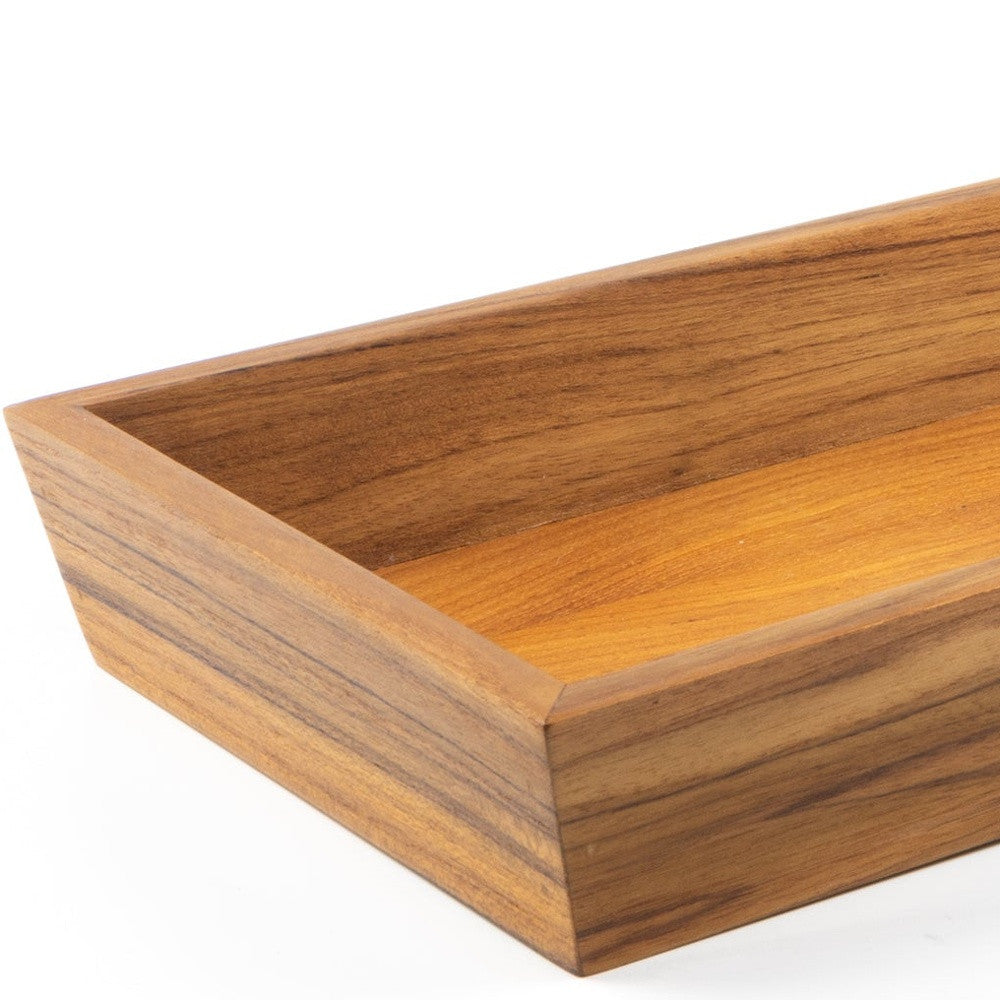 15" Brown Solid Teak Vanity Tray-3