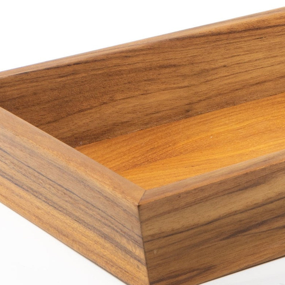 15" Brown Solid Teak Vanity Tray-5