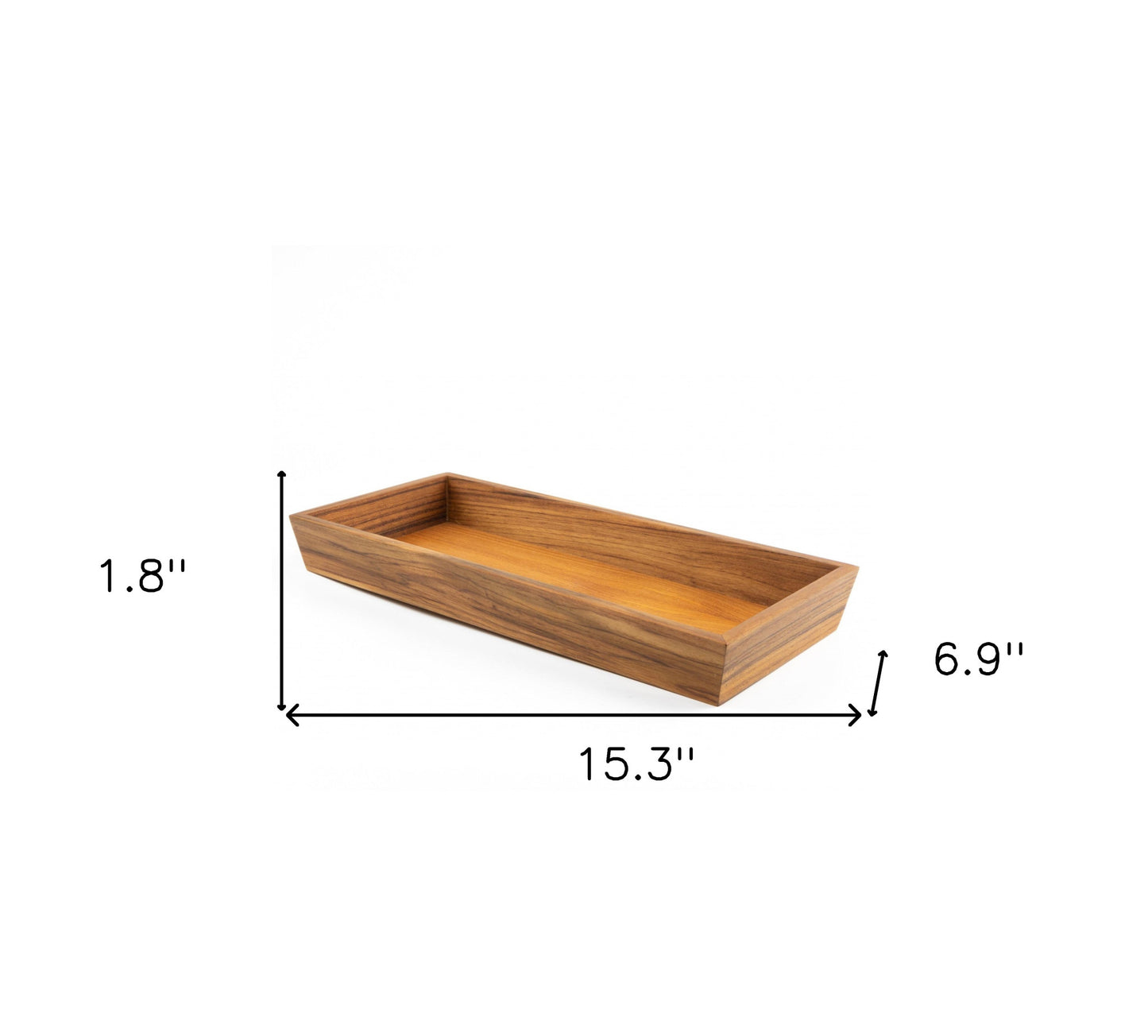 15" Brown Solid Teak Vanity Tray-6