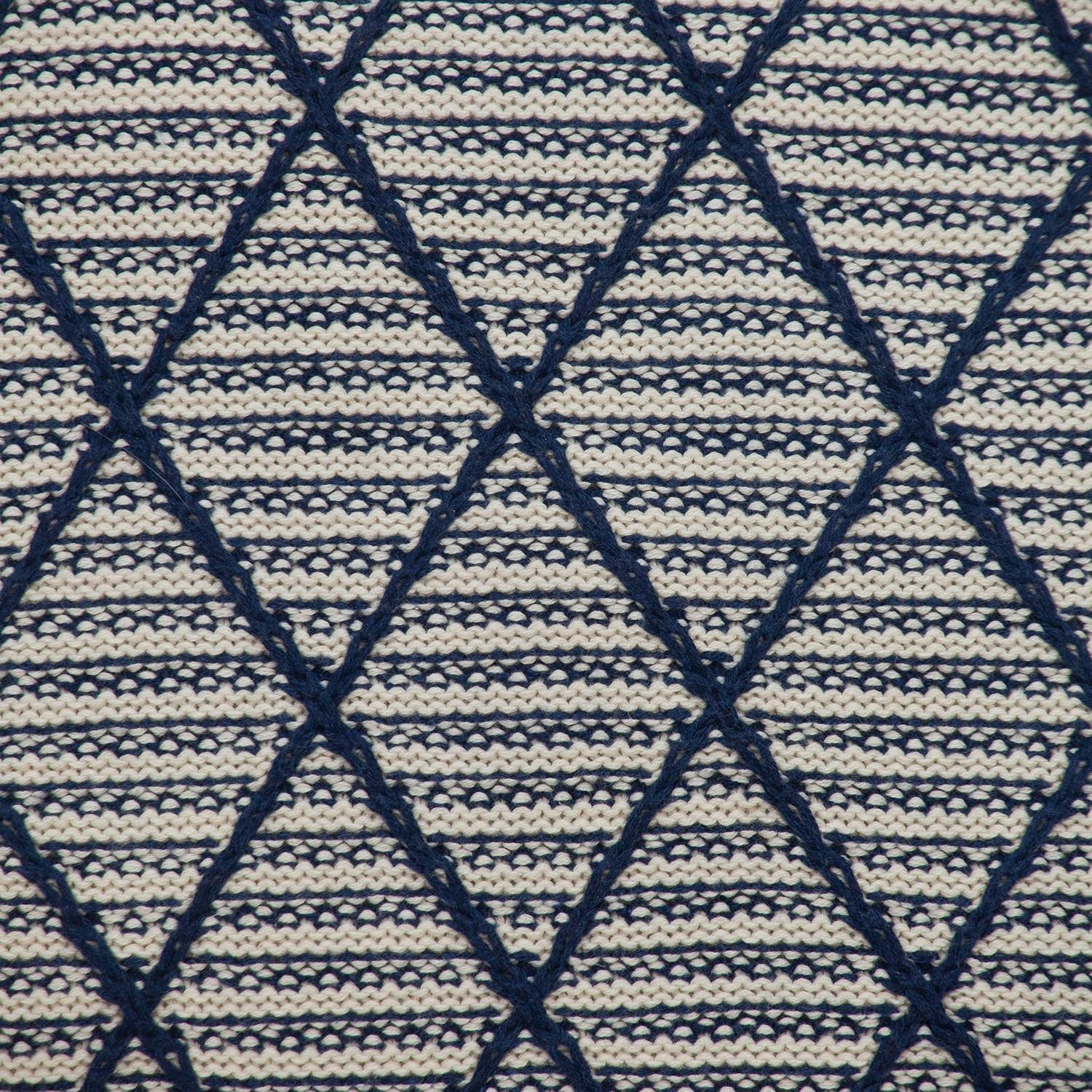 20" x 20" Blue Argyle Transitional Accent Throw Pillow-4