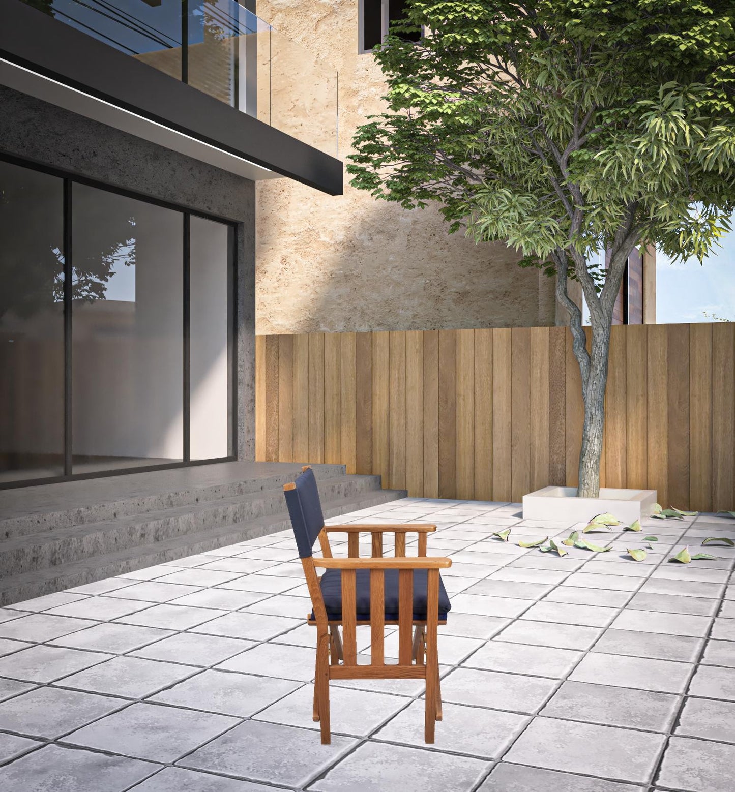 20" Navy Blue and Natural Wood Solid Wood Indoor Outdoor Director Chair with Navy Blue Cushion-2