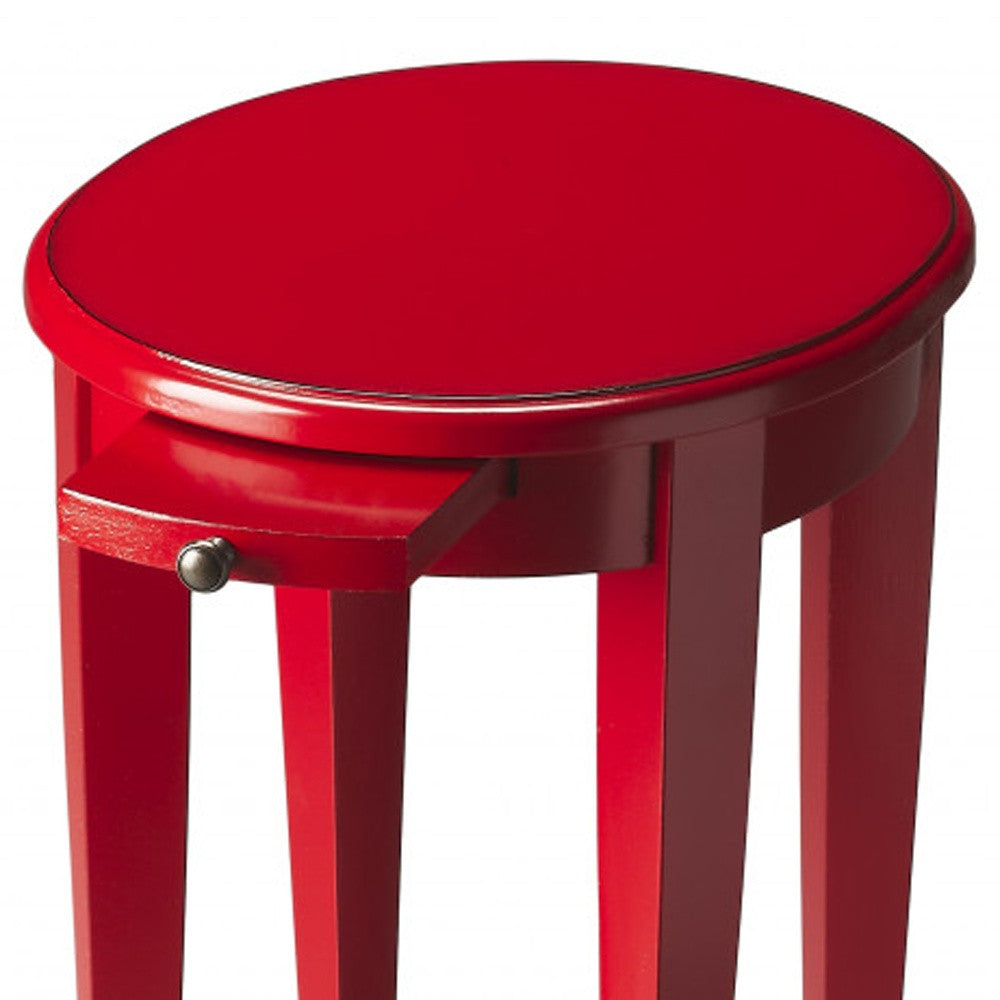 26" Red Manufactured Wood Oval End Table With Shelf-3