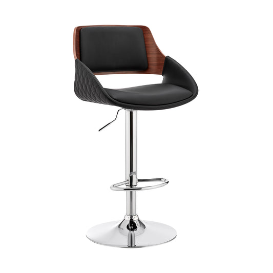 25" Black And Silver Iron Swivel Low Back Adjustable Height Bar Chair-0