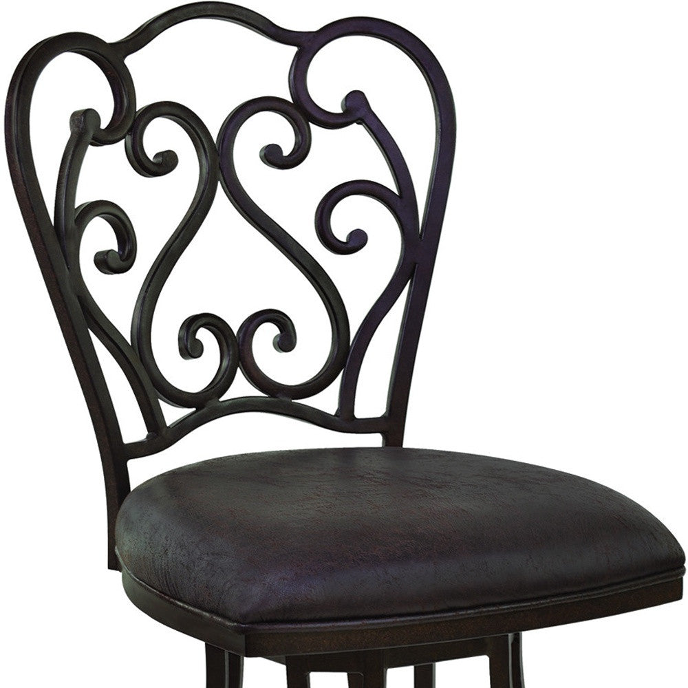 30" Espresso Iron Swivel Bar Height Bar Chair-7