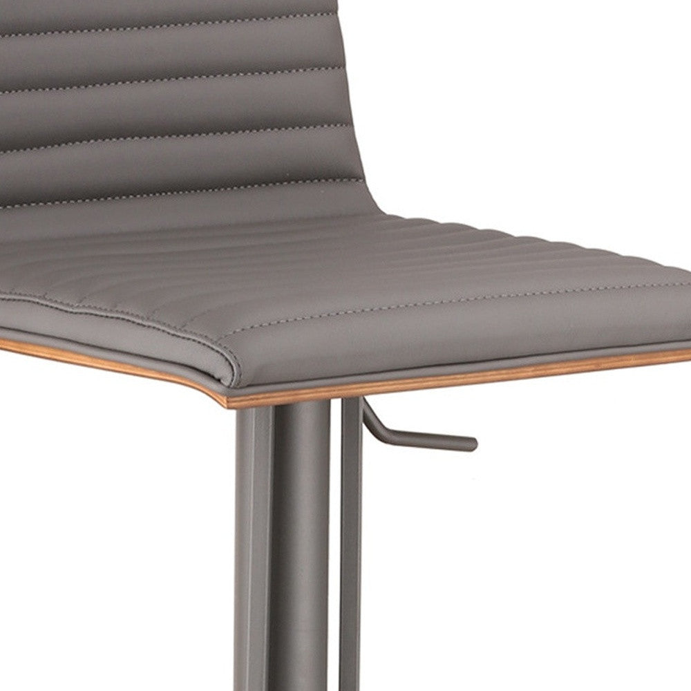 22" Gray Iron Swivel Low Back Adjustable Height Bar Chair-7