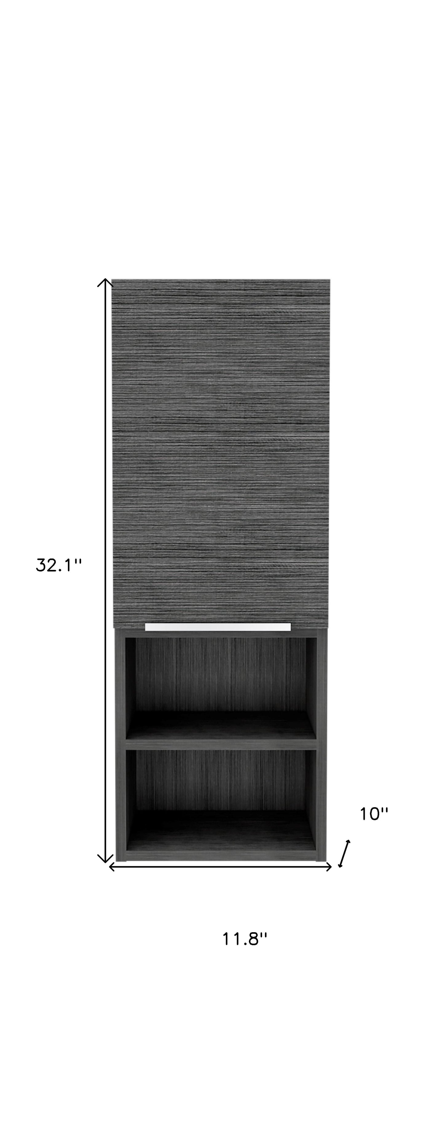 32" Smoky Gray Oak Accent Cabinet With Three Shelves-5