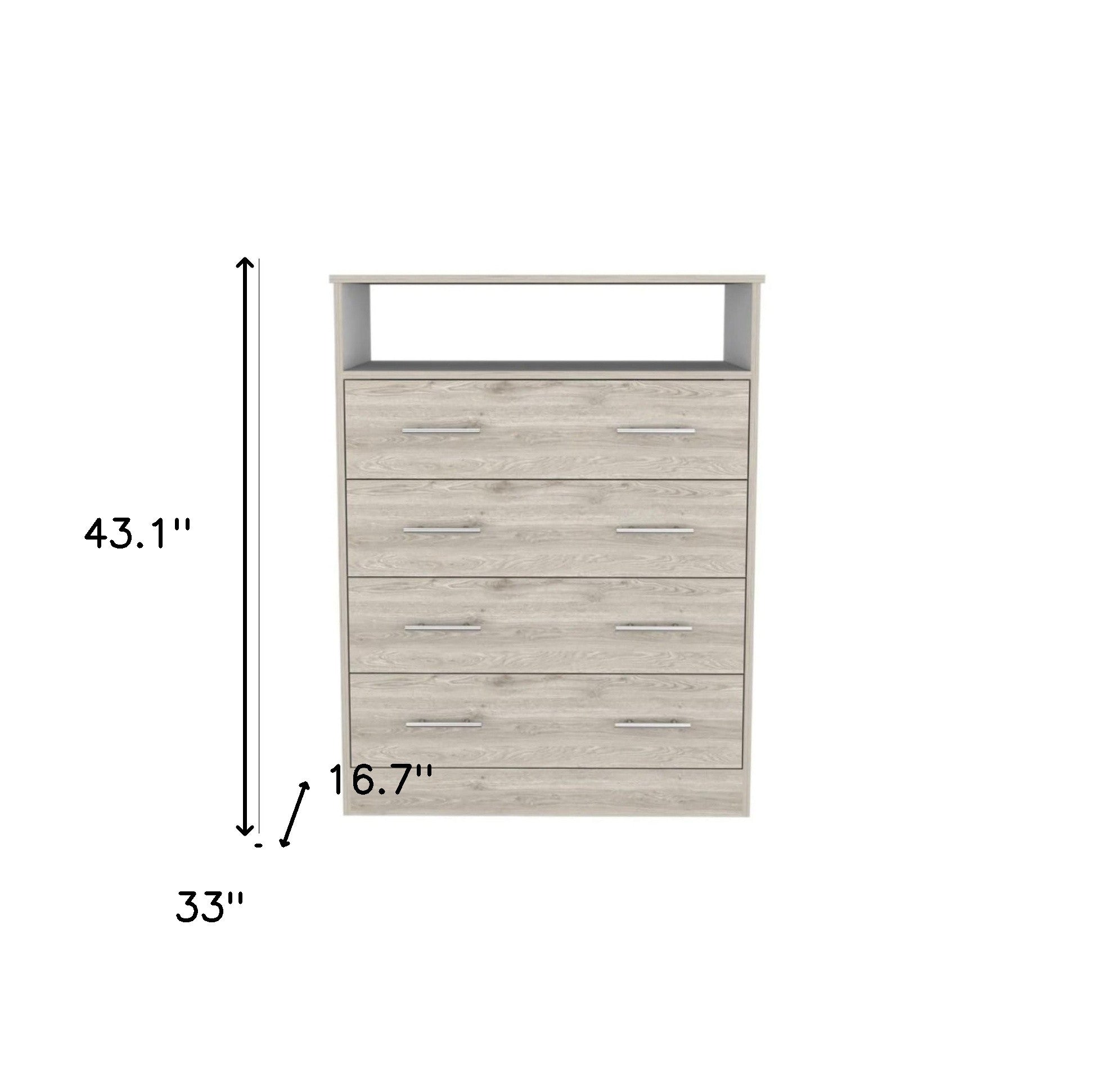 33" Light Grey Manufactured Wood Four Drawer Dresser-5