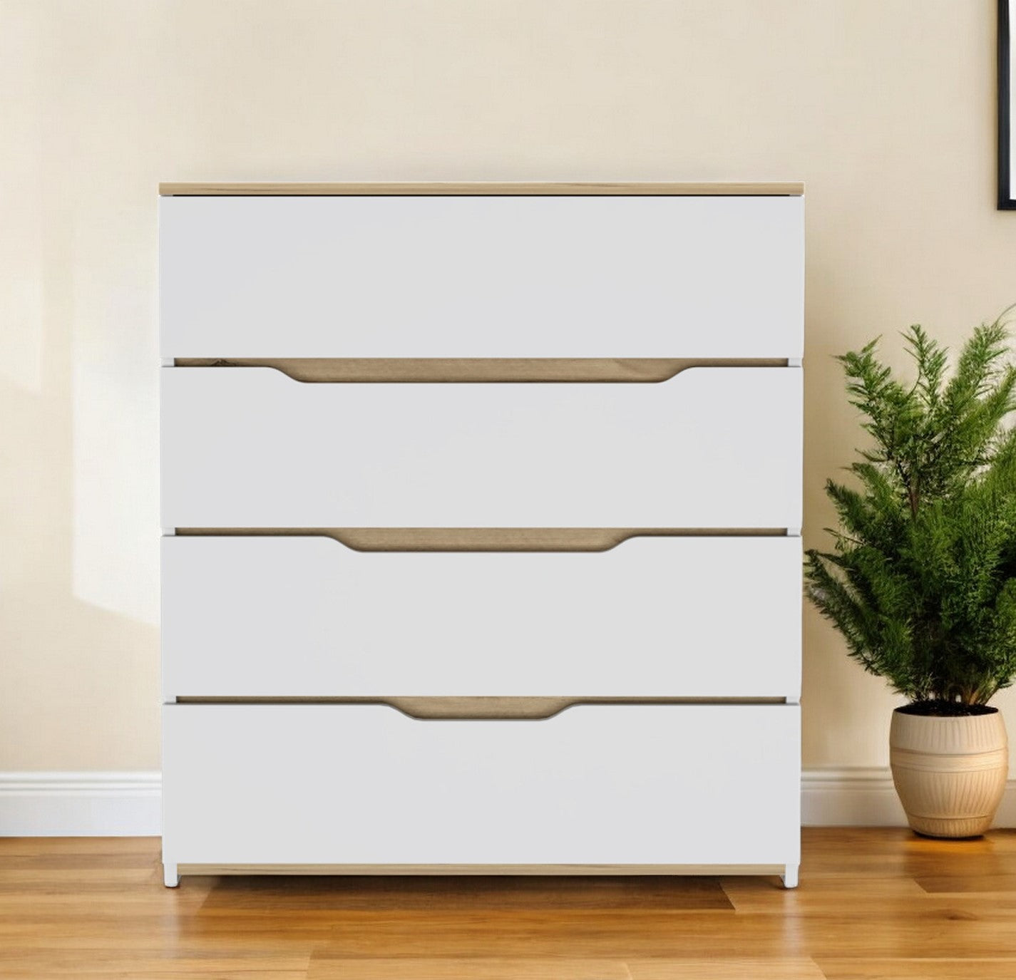 31" Brown and White Four Drawer Standard Chest-0