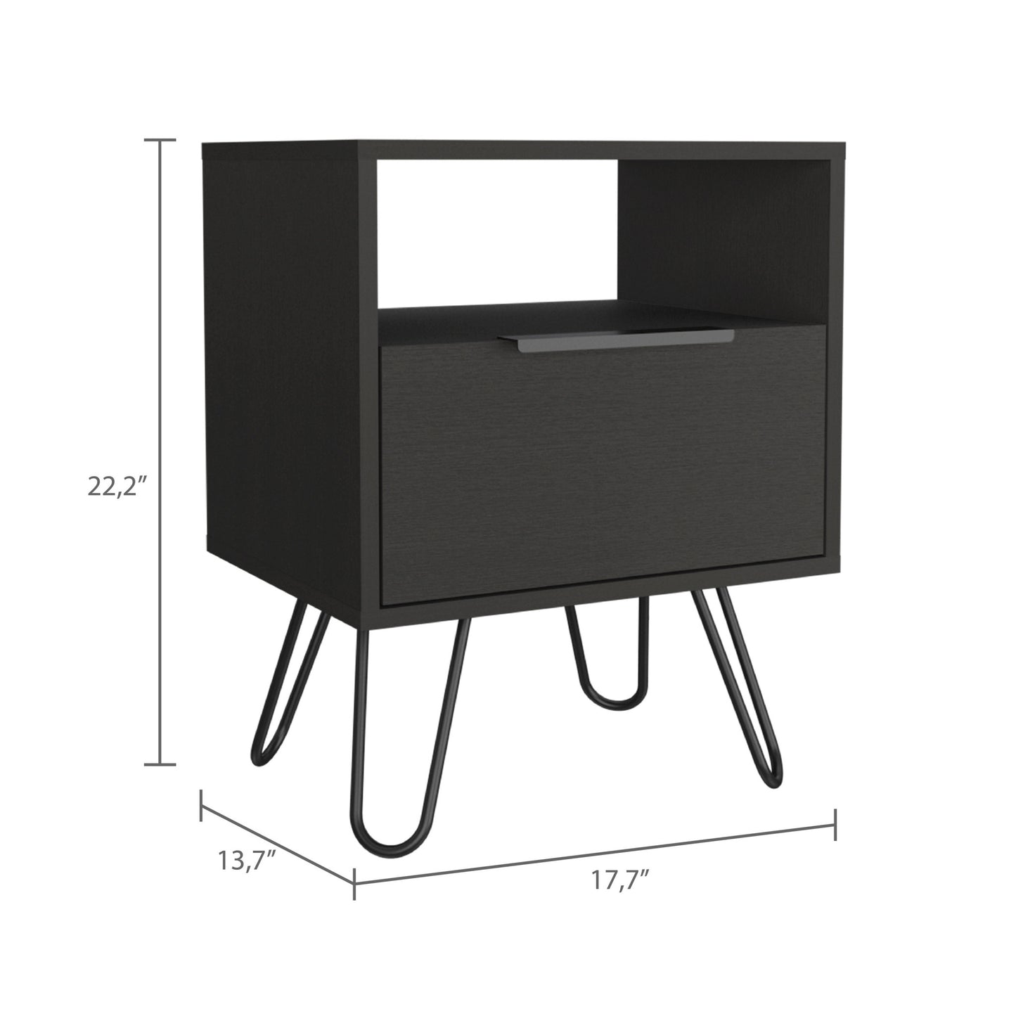 22" Black Wood Nightstand-7