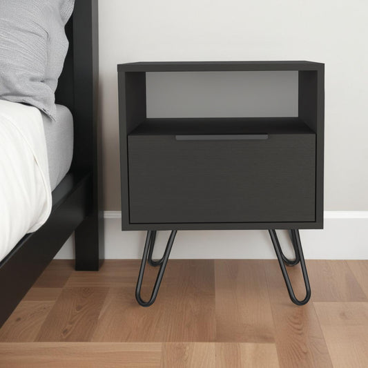 22" Black Wood Nightstand-0