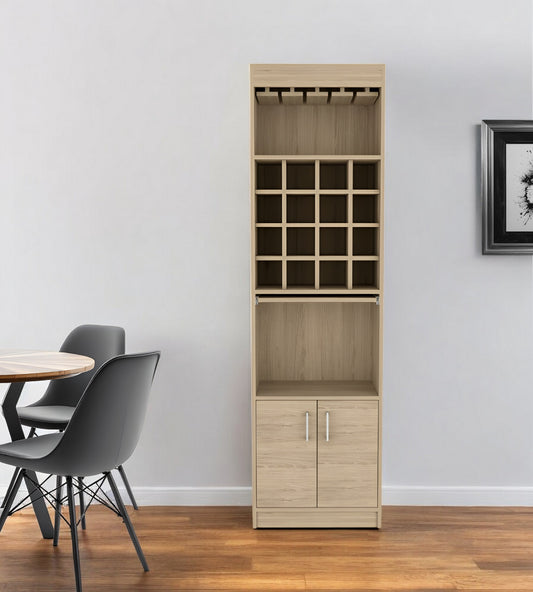 24" Natural Bar Cabinet With Eighteen Shelves-0