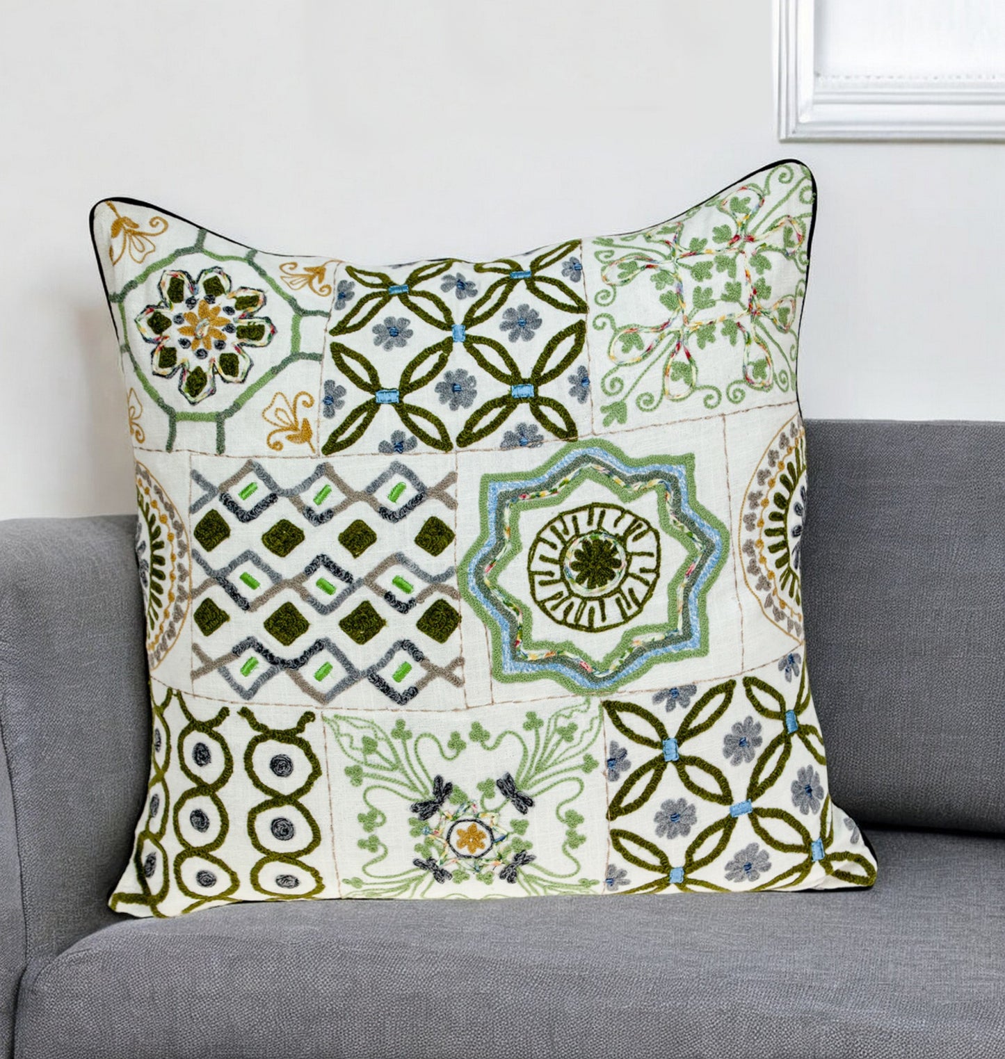 22" Off White Cotton Throw Pillow-0