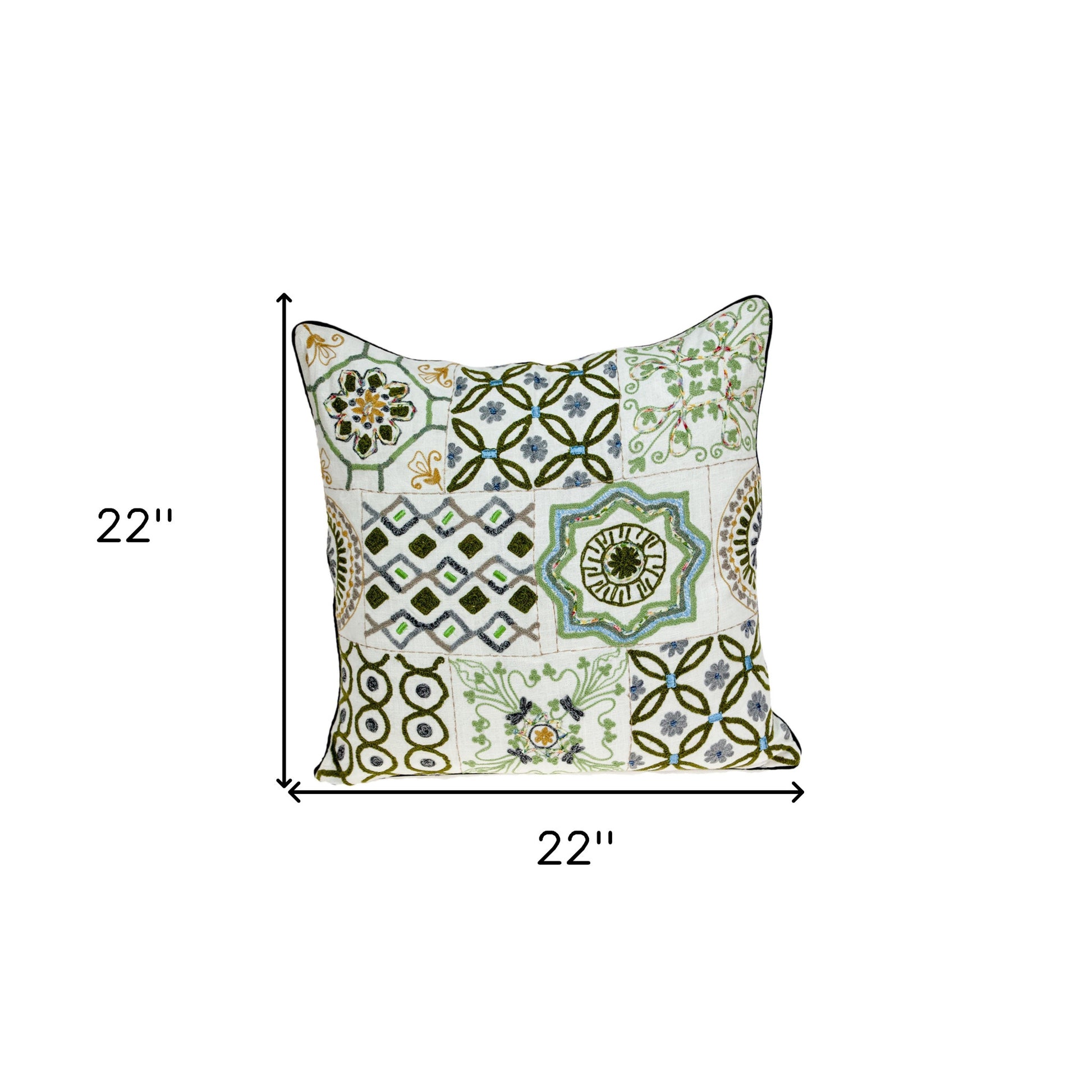 22" Off White Cotton Throw Pillow-8