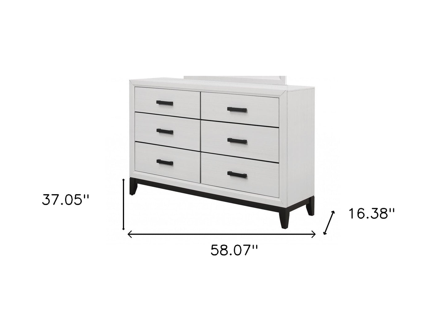 58" White Solid Wood Six Drawer Double Dresser-6