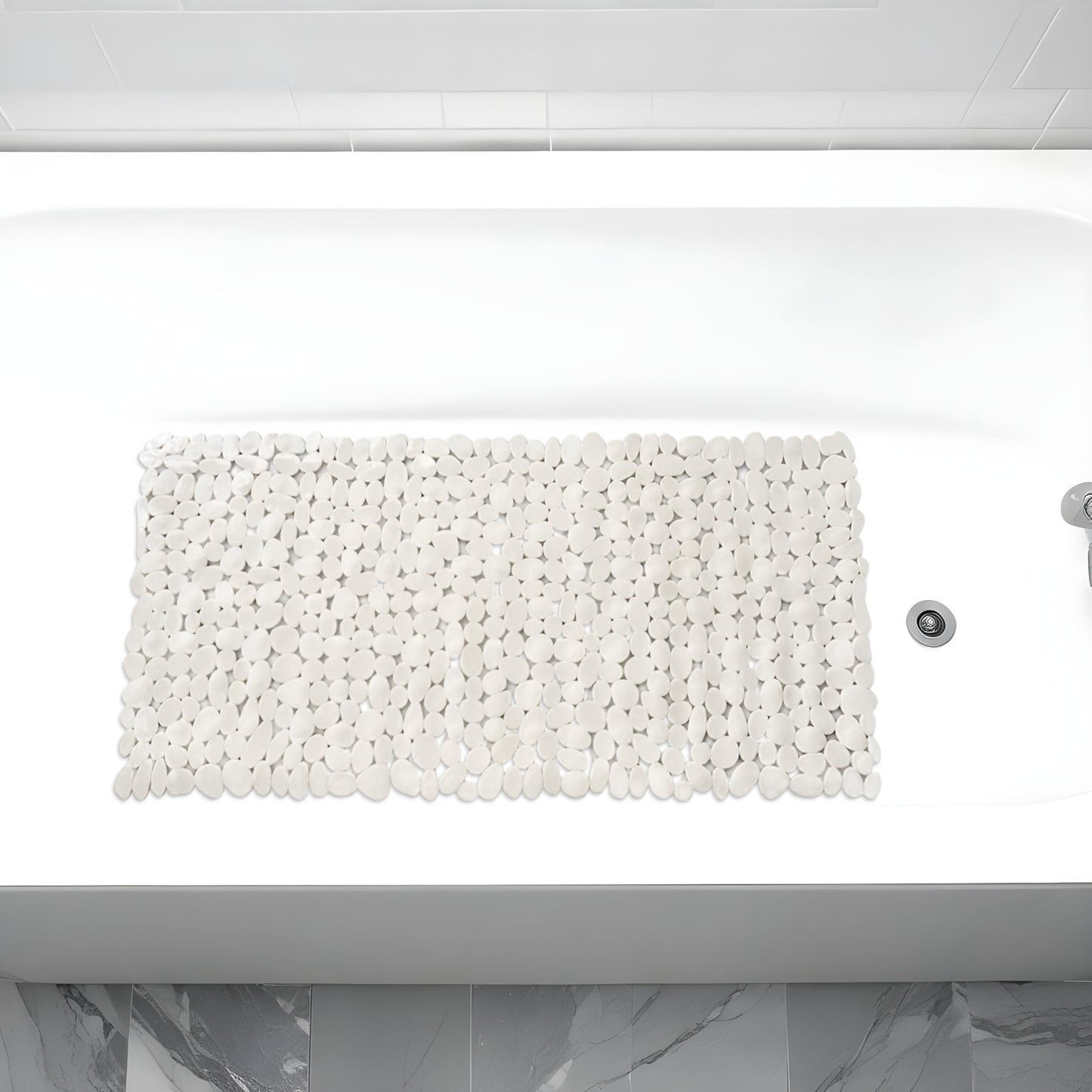 35" Beige Spa Pebbles Non Slip Bathtub Mat-0