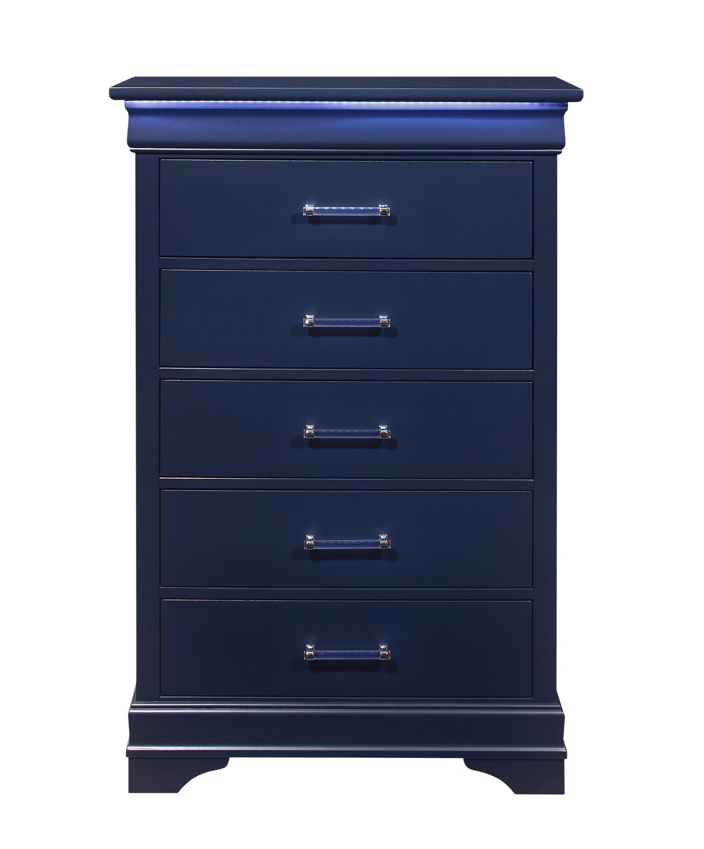 16" Blue Solid Wood Five Drawer Chest With LED Lighting-1