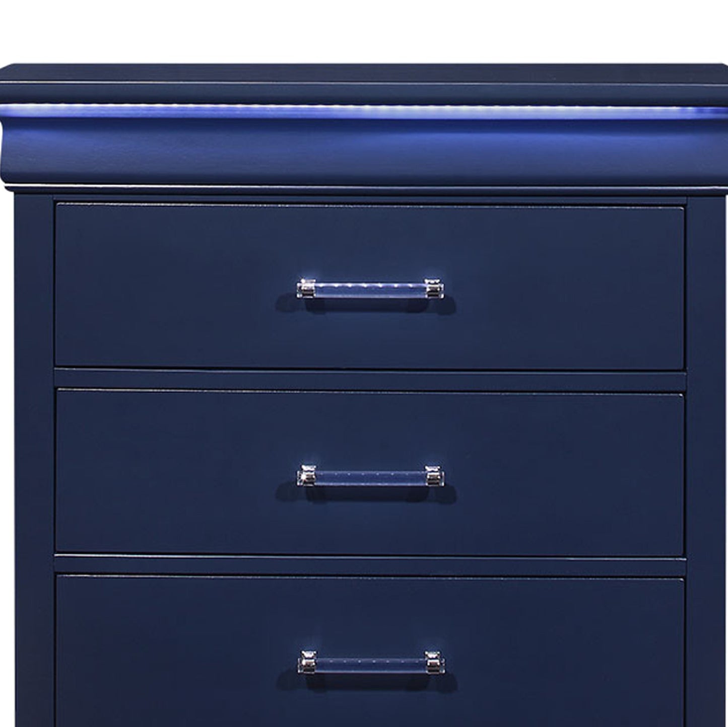 16" Blue Solid Wood Five Drawer Chest With LED Lighting-5