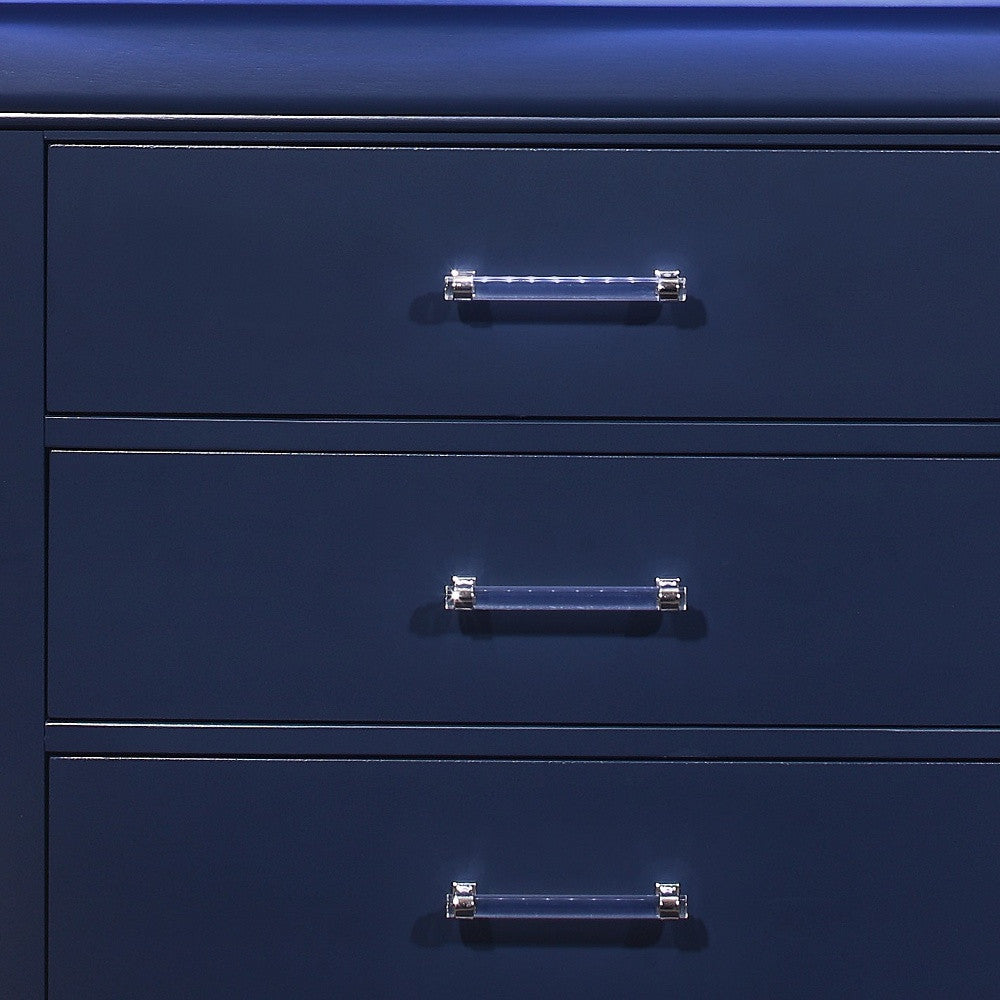 16" Blue Solid Wood Five Drawer Chest With LED Lighting-4