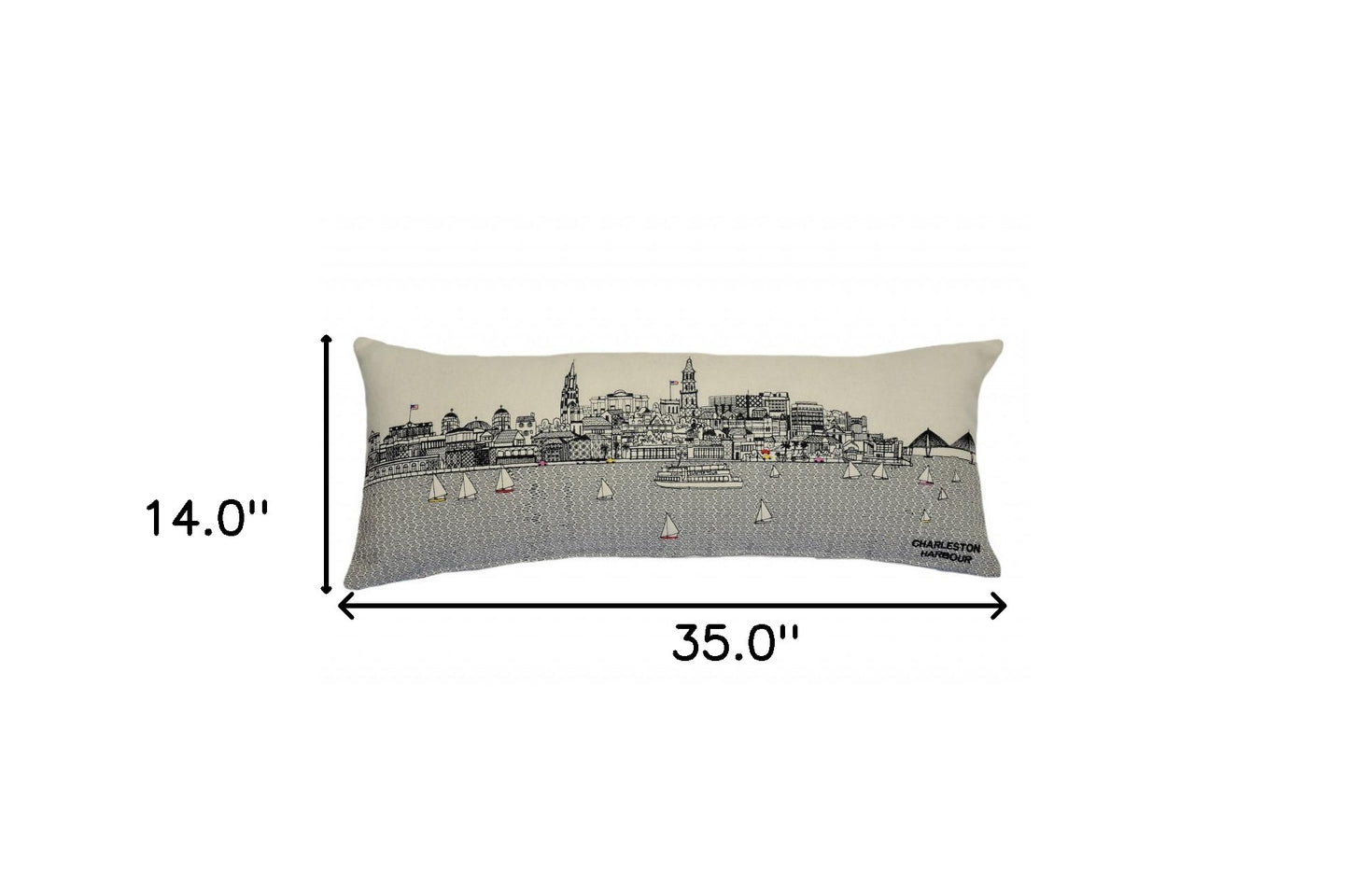 35" White Charleston Daylight Skyline Lumbar Decorative Pillow-4