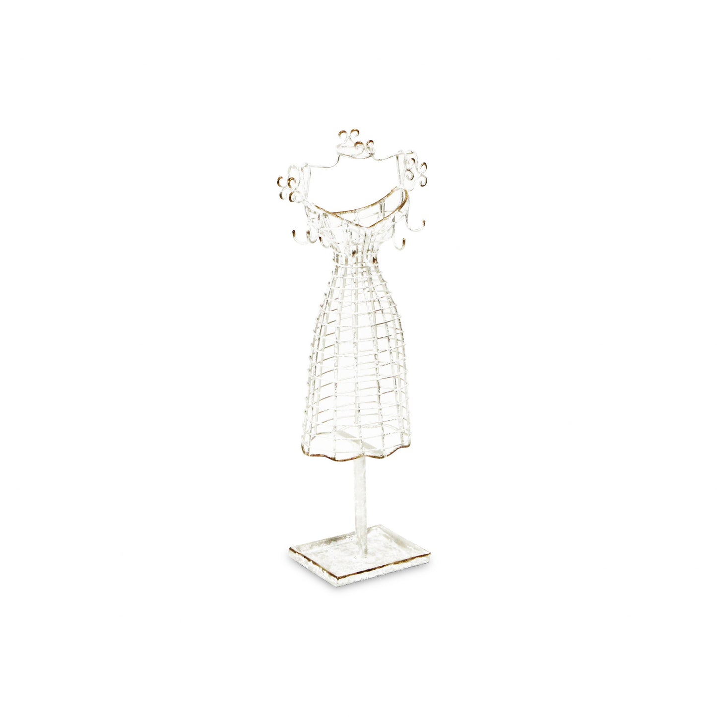 17" Silver Metal Dress Form Sculpture and Jewelry Holder-2