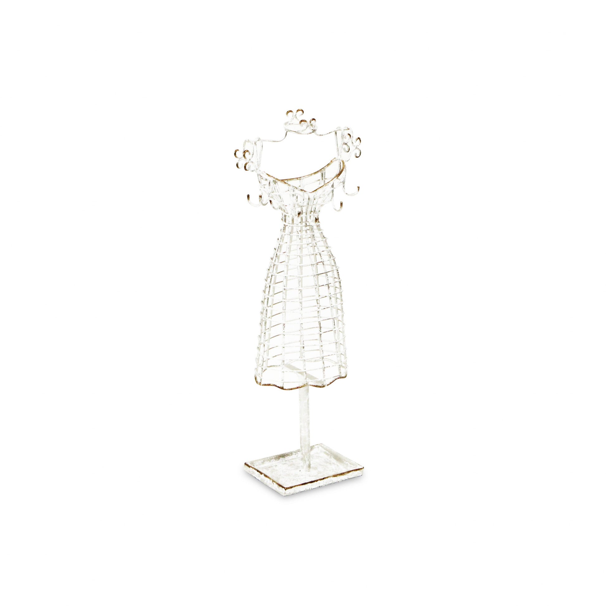 17" Silver Metal Dress Form Sculpture and Jewelry Holder-2
