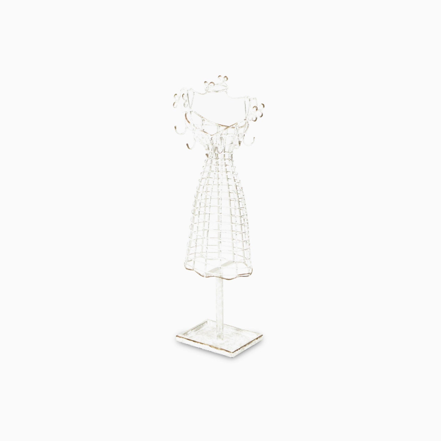 17" Silver Metal Dress Form Sculpture and Jewelry Holder-3