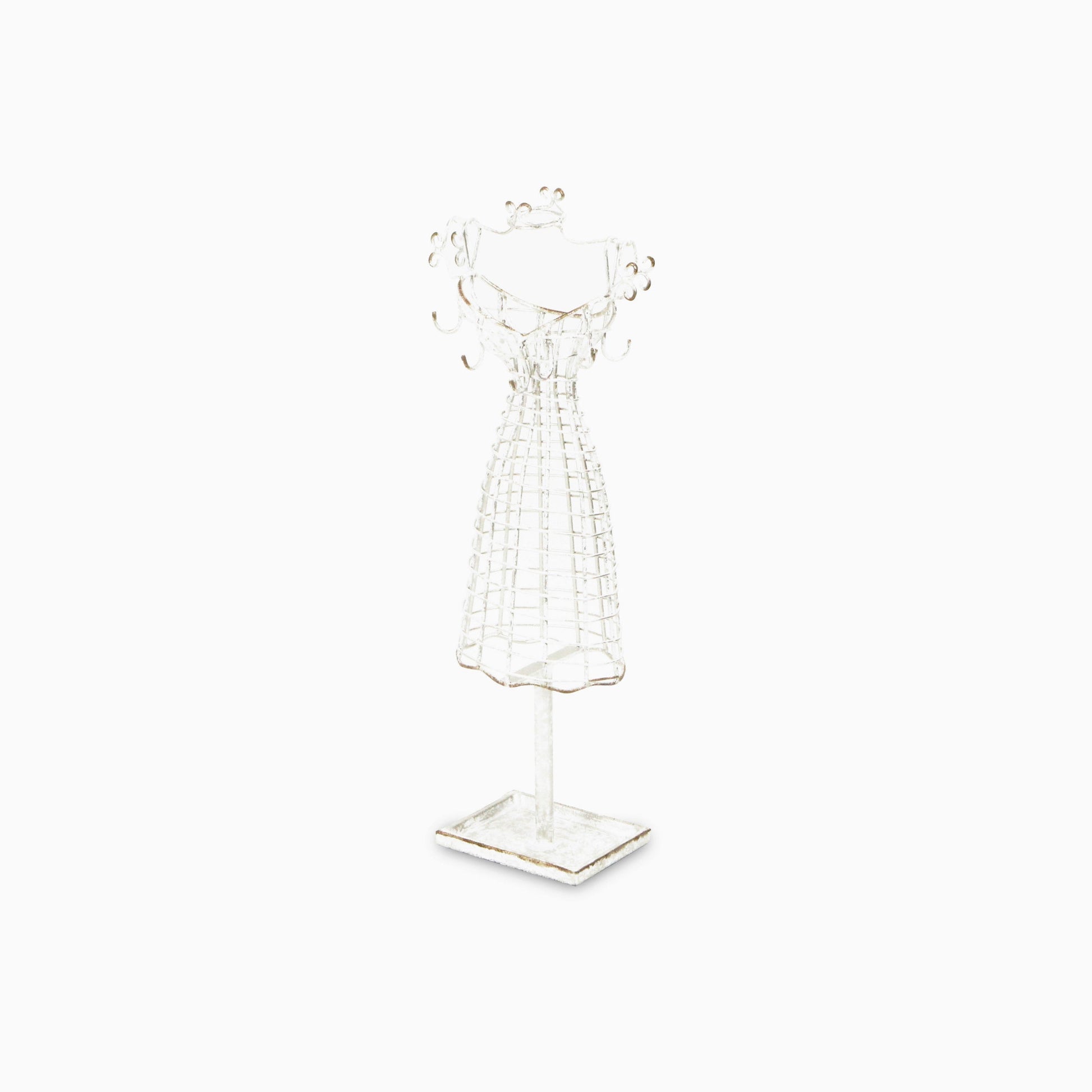 17" Silver Metal Dress Form Sculpture and Jewelry Holder-3