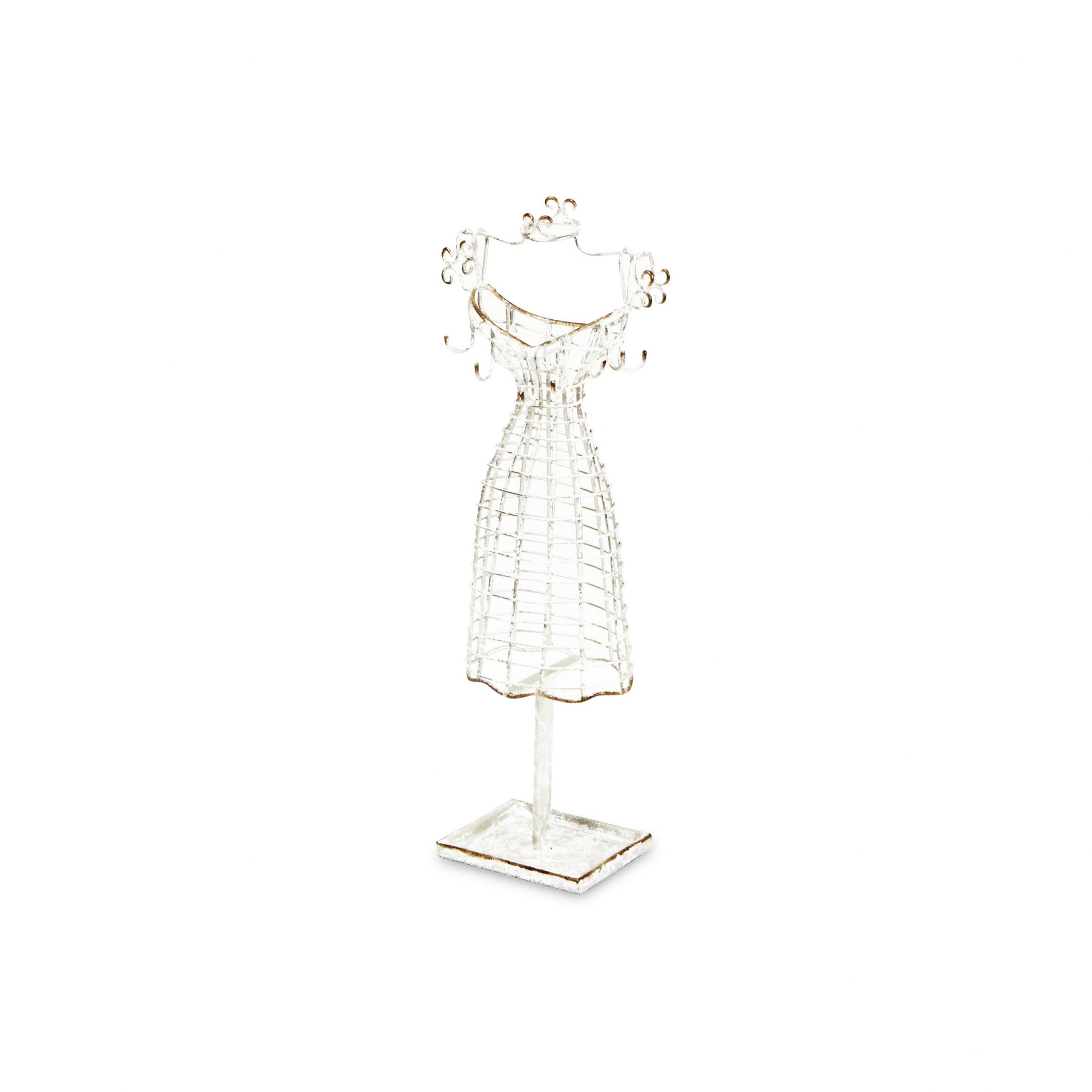 17" Silver Metal Dress Form Sculpture and Jewelry Holder-4