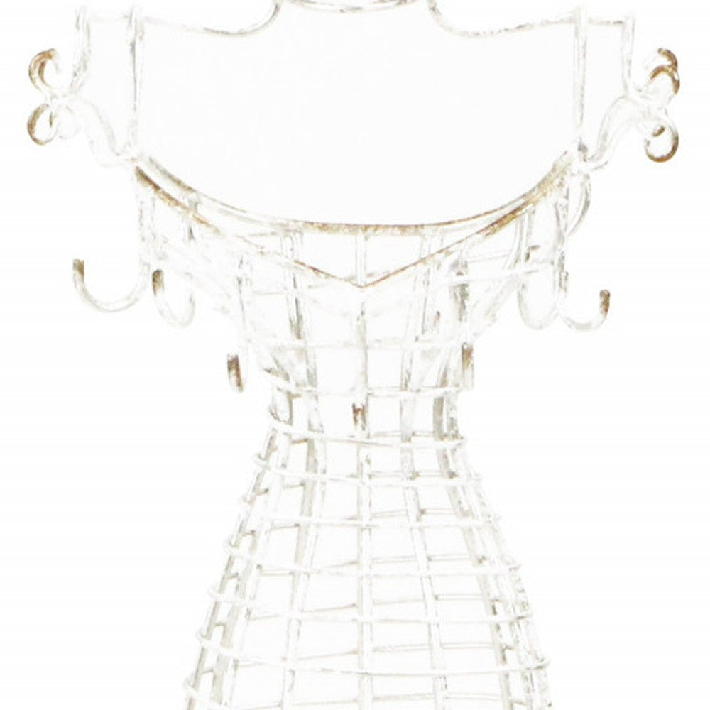 17" Silver Metal Dress Form Sculpture and Jewelry Holder-5