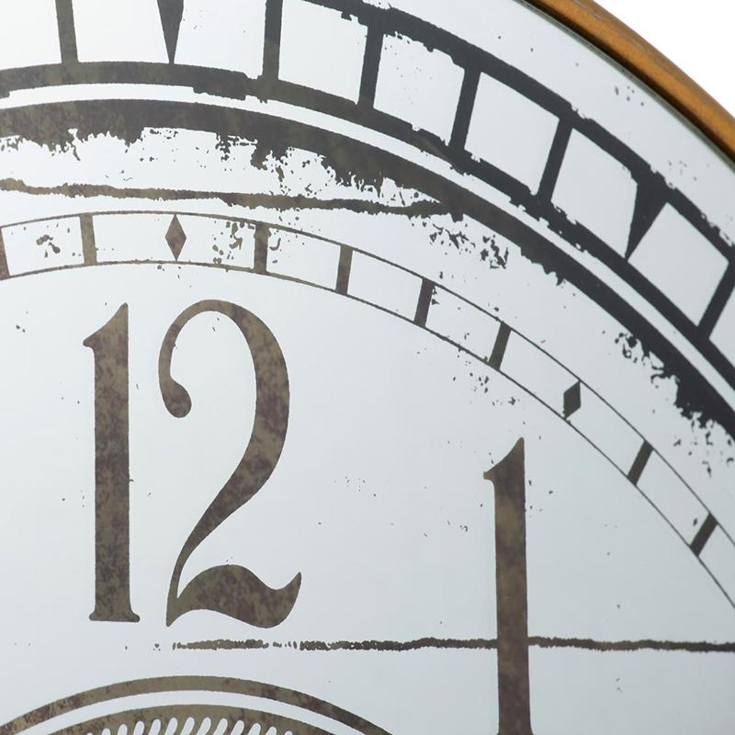 32" Circle Gold and Silver Metal and Mirror Analog Exposed Gear Wall Clock-5