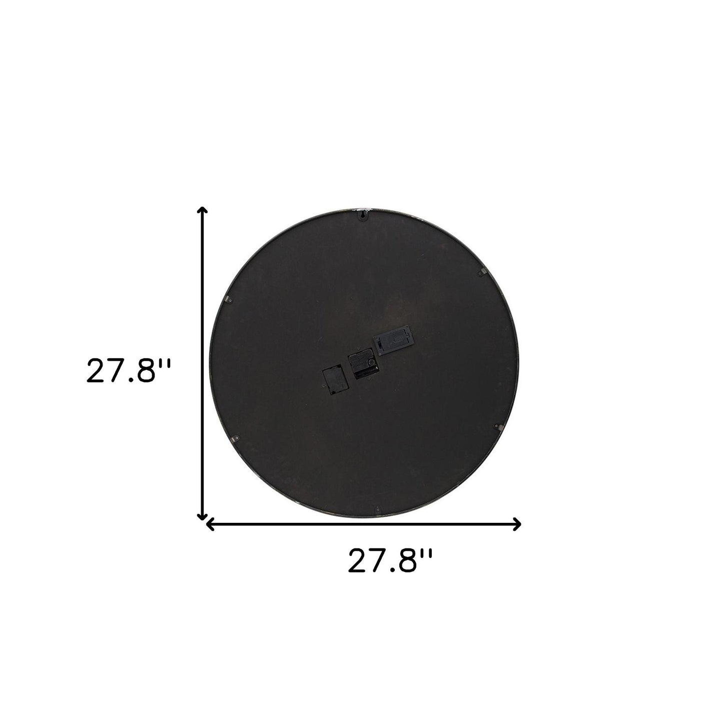 28" Circle Black and Gray Wood and Glass Analog Exposed Gear Wall Clock-4