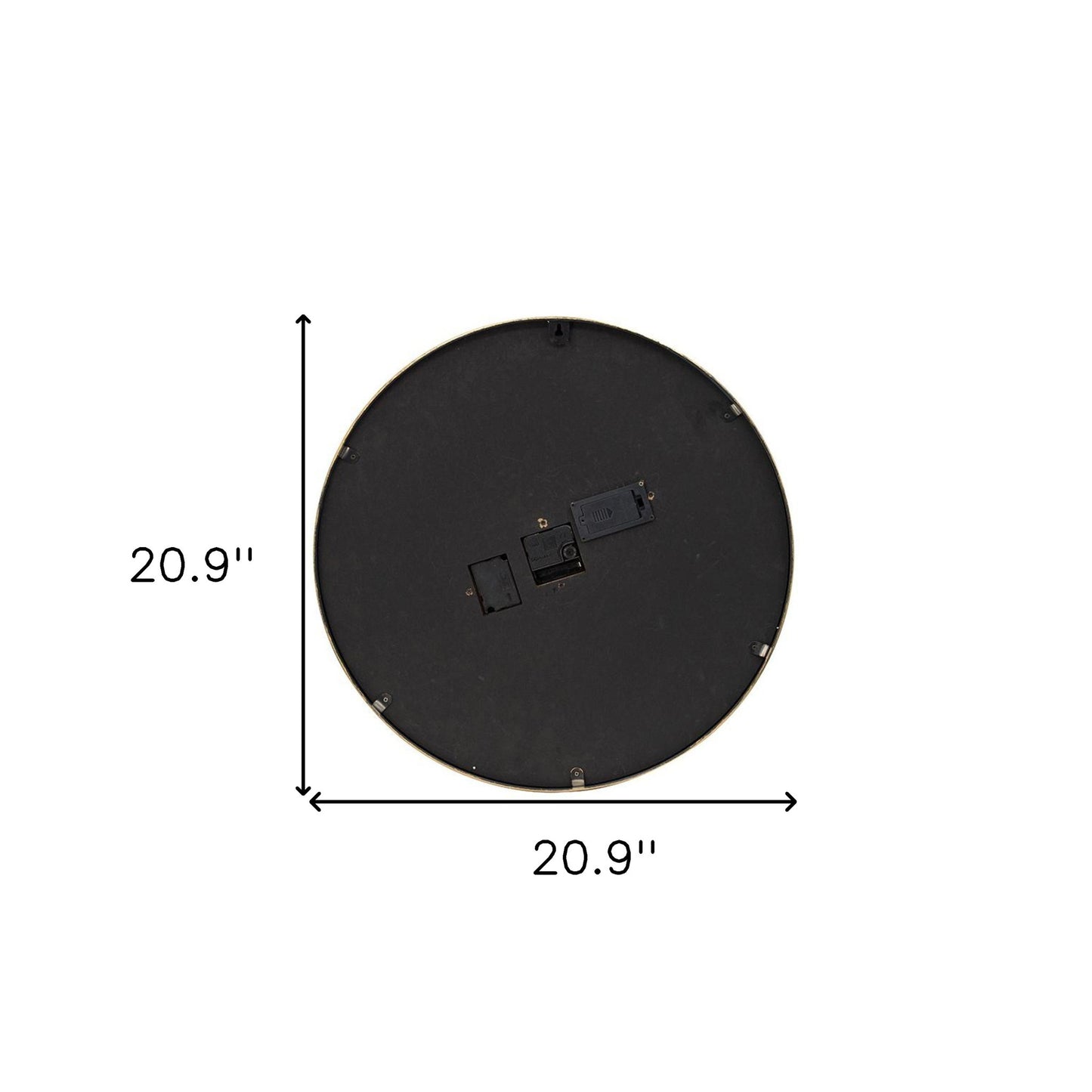 21" Circle Black and Gold Wood and Glass Analog Exposed Gear Wall Clock-5