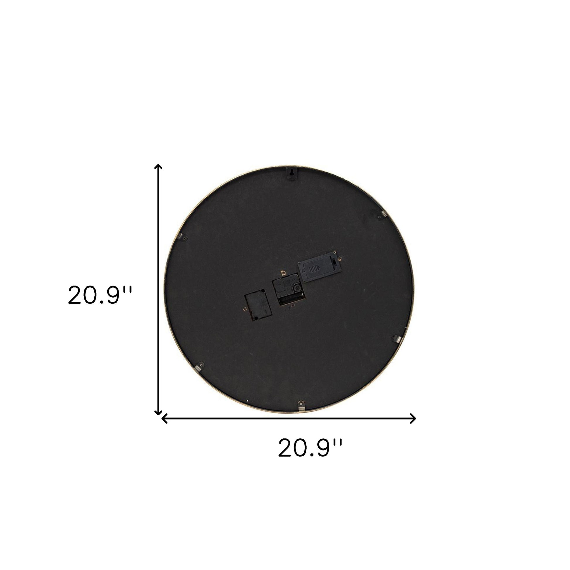 21" Circle Black and Gold Wood and Glass Analog Exposed Gear Wall Clock-5