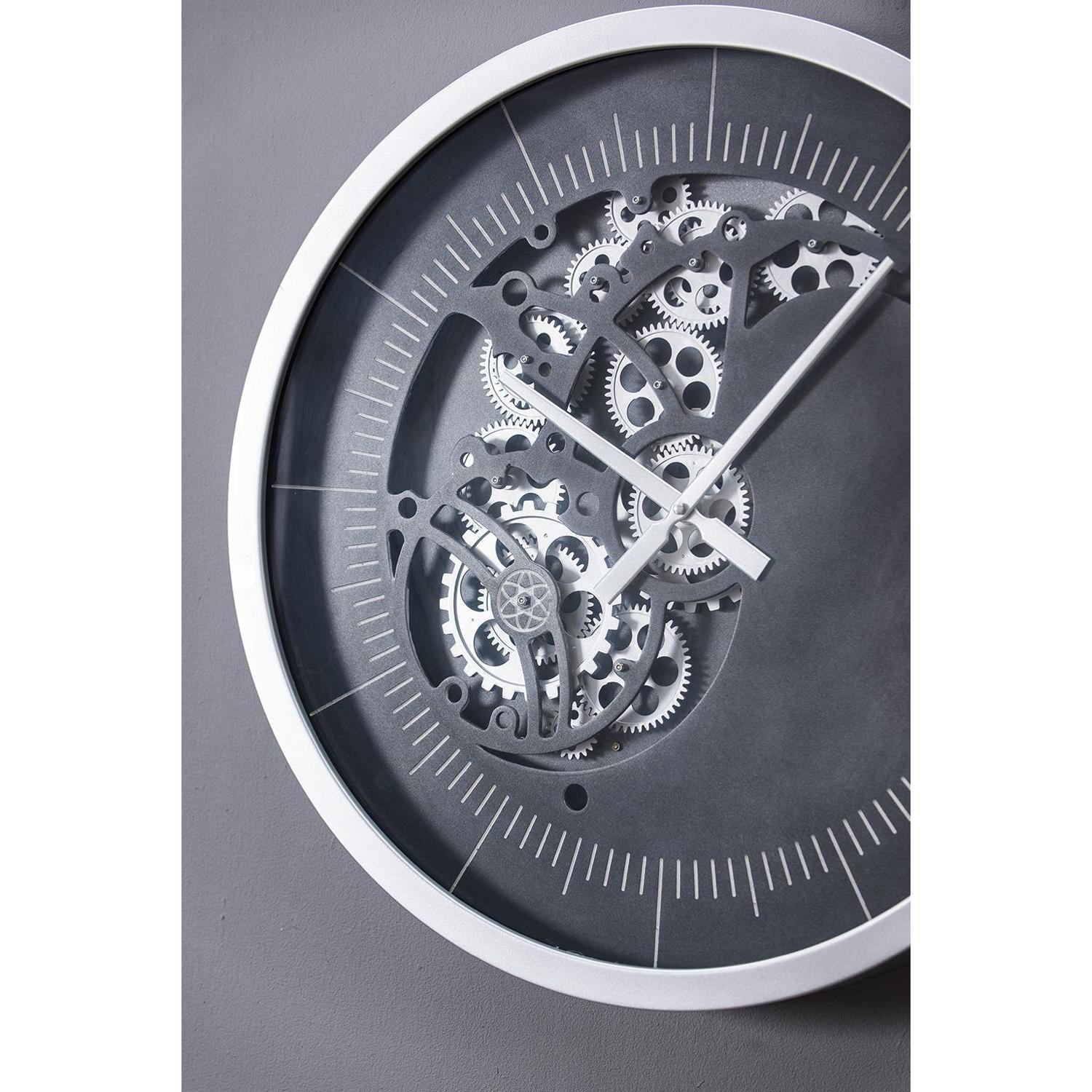 23" Circle Black and Silver Wood and Glass Analog Wall Clock-4