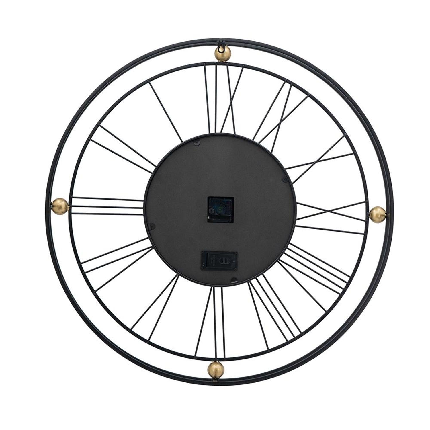 32" Circle Black and Gold Metal and Glass Analog Exposed Gear Wall Clock-2