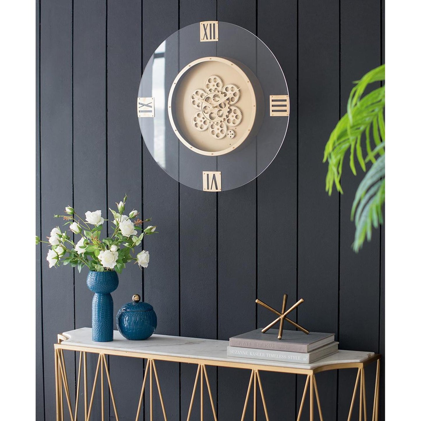 24" Circle Gold Acrylic Analog Wall Clock-7