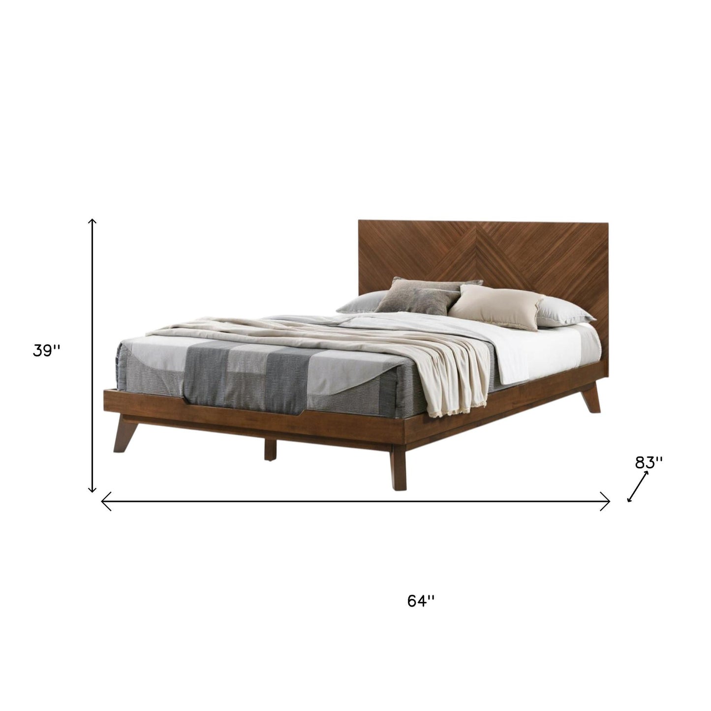 Brown Wood Queen Bed Frame-3