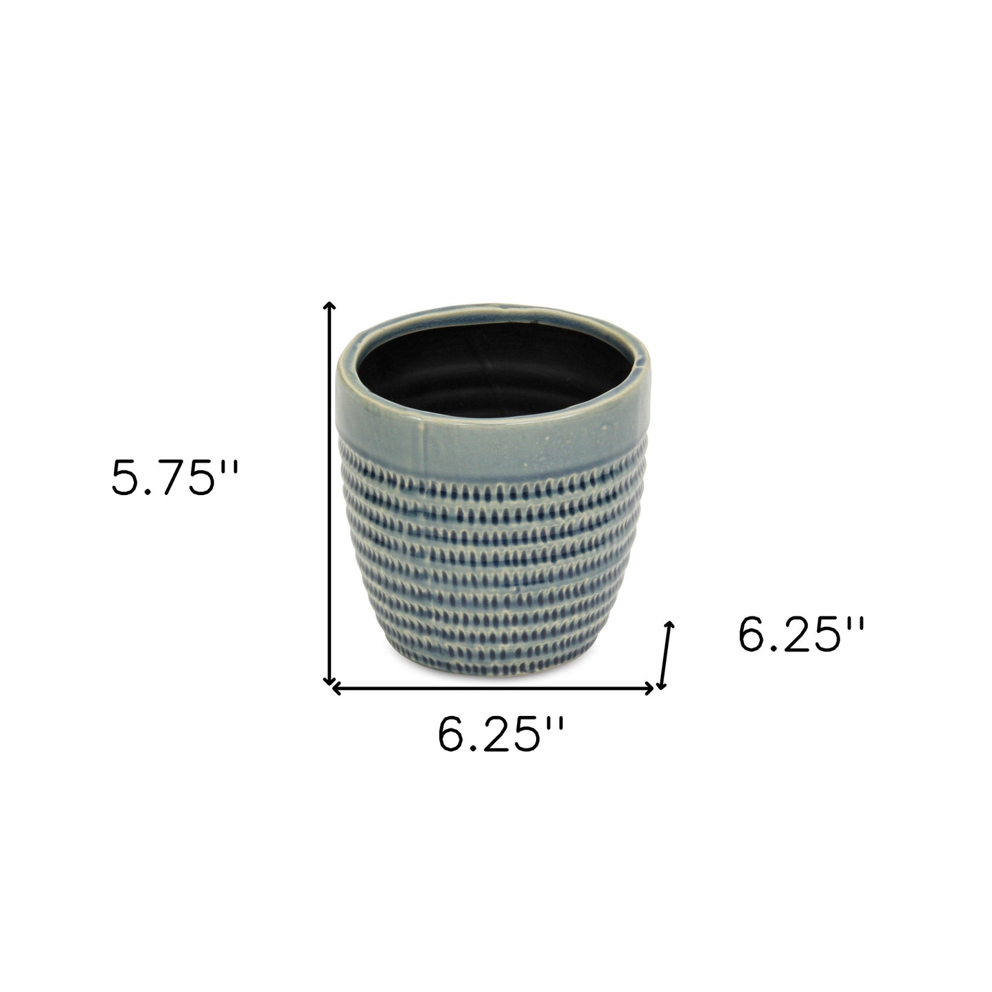 6" Aqua Striped Ceramic Indoor Outdoor Round Pot Planter-5