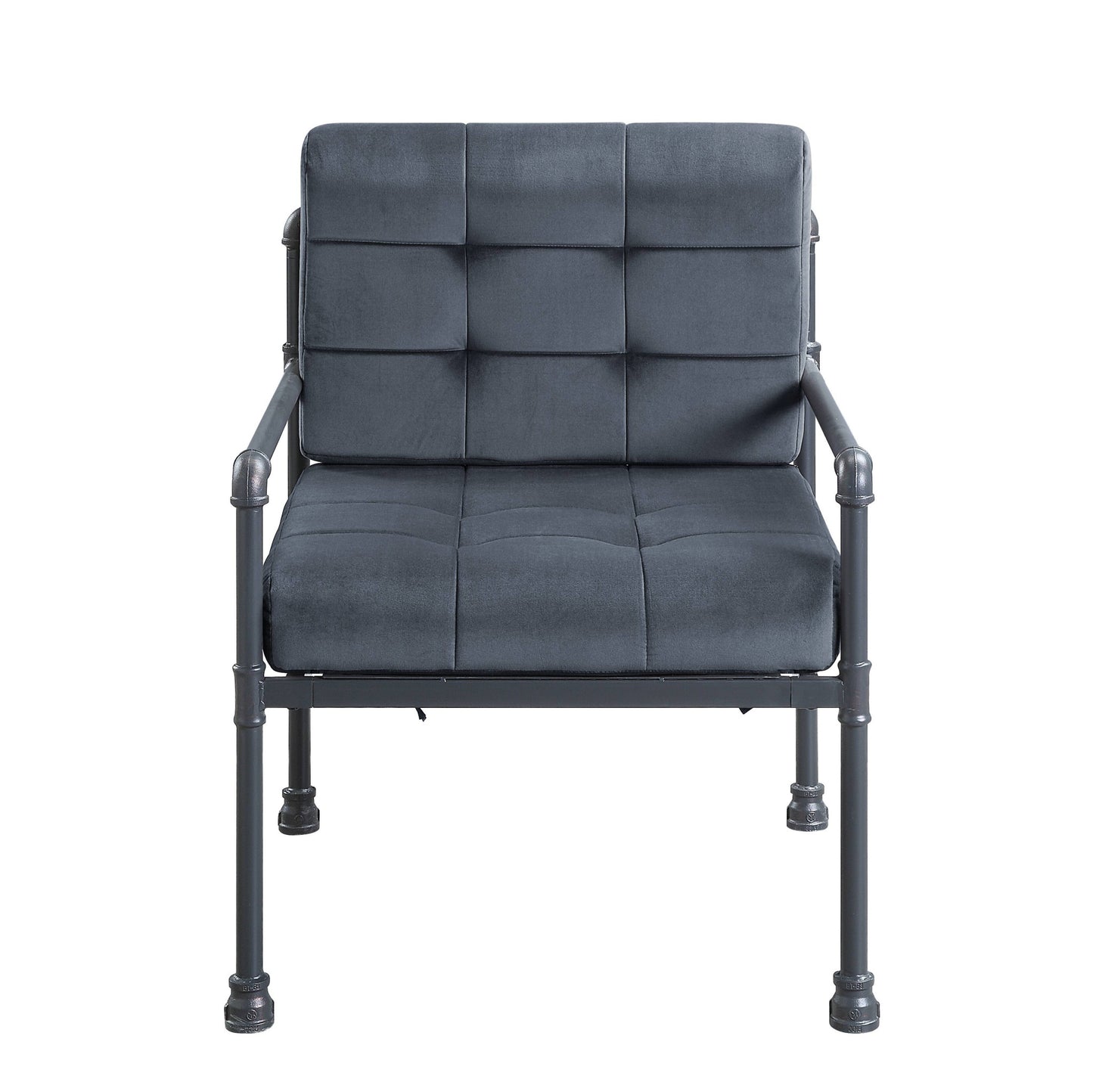 27" Gray and Steel Blue Velvet Arm Chair-0