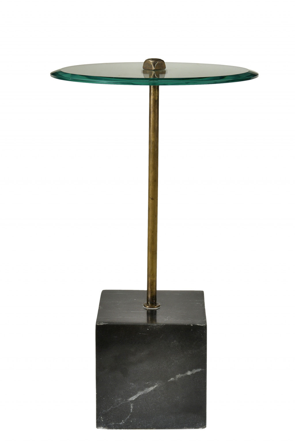 22" Black And Clear Glass Round End Table-2