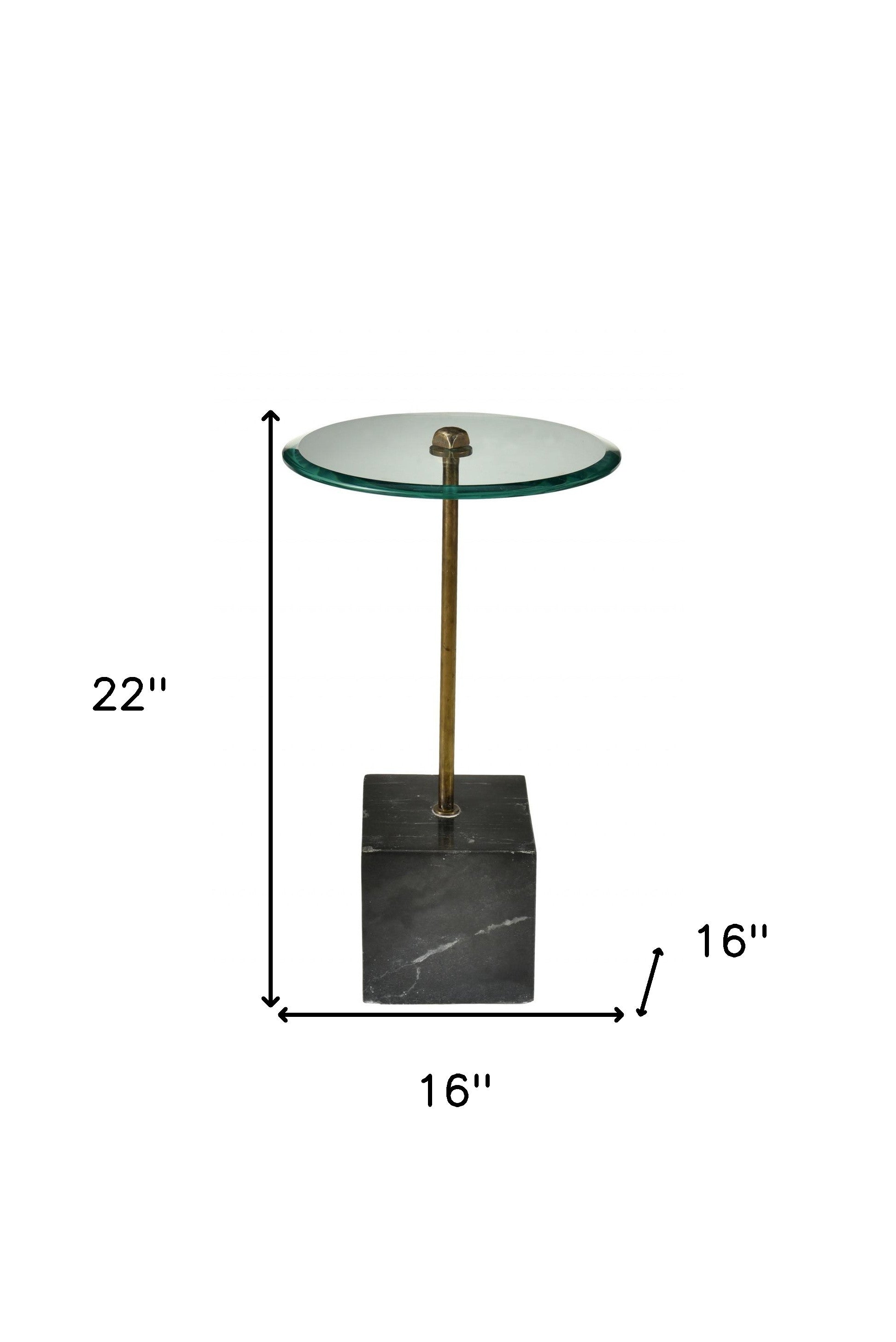 22" Black And Clear Glass Round End Table-4