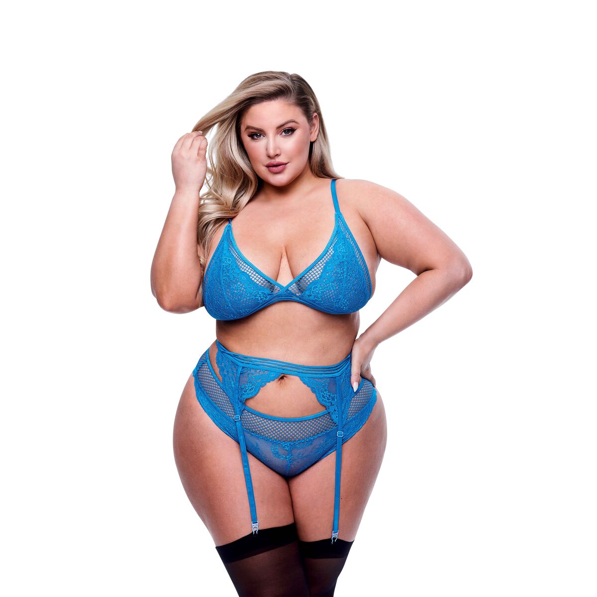 Underwear Set Baci Lingerie Garter & Panty Blue (Queen)-2