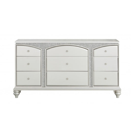 66" Platinum Manufactured Wood Nine Drawer Dresser-0