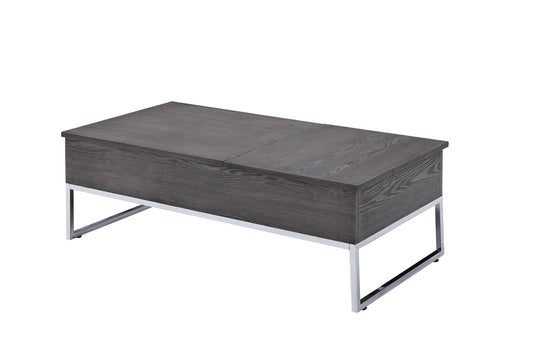 47" Gray and Silver Wood Lift Top Frame Coffee Table-0