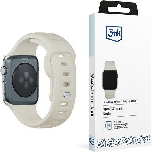 3mk Curea de ceas din silicon pentru Apple Watch 38/40/41 mm, crem (5903108565646)-0