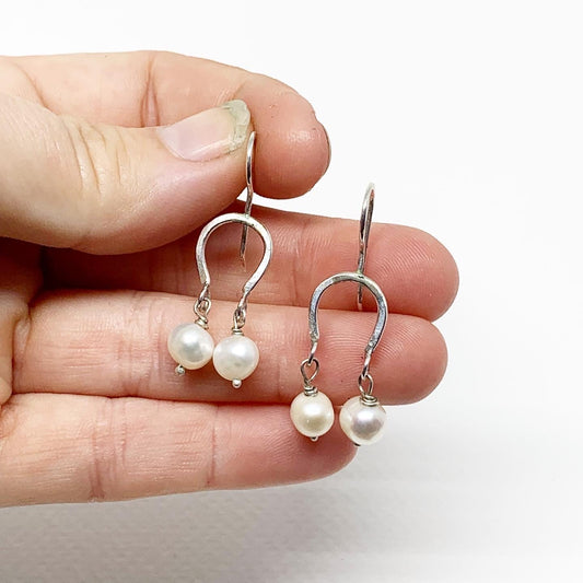 Lucky Horseshoe Pearl Drop Earrings-0