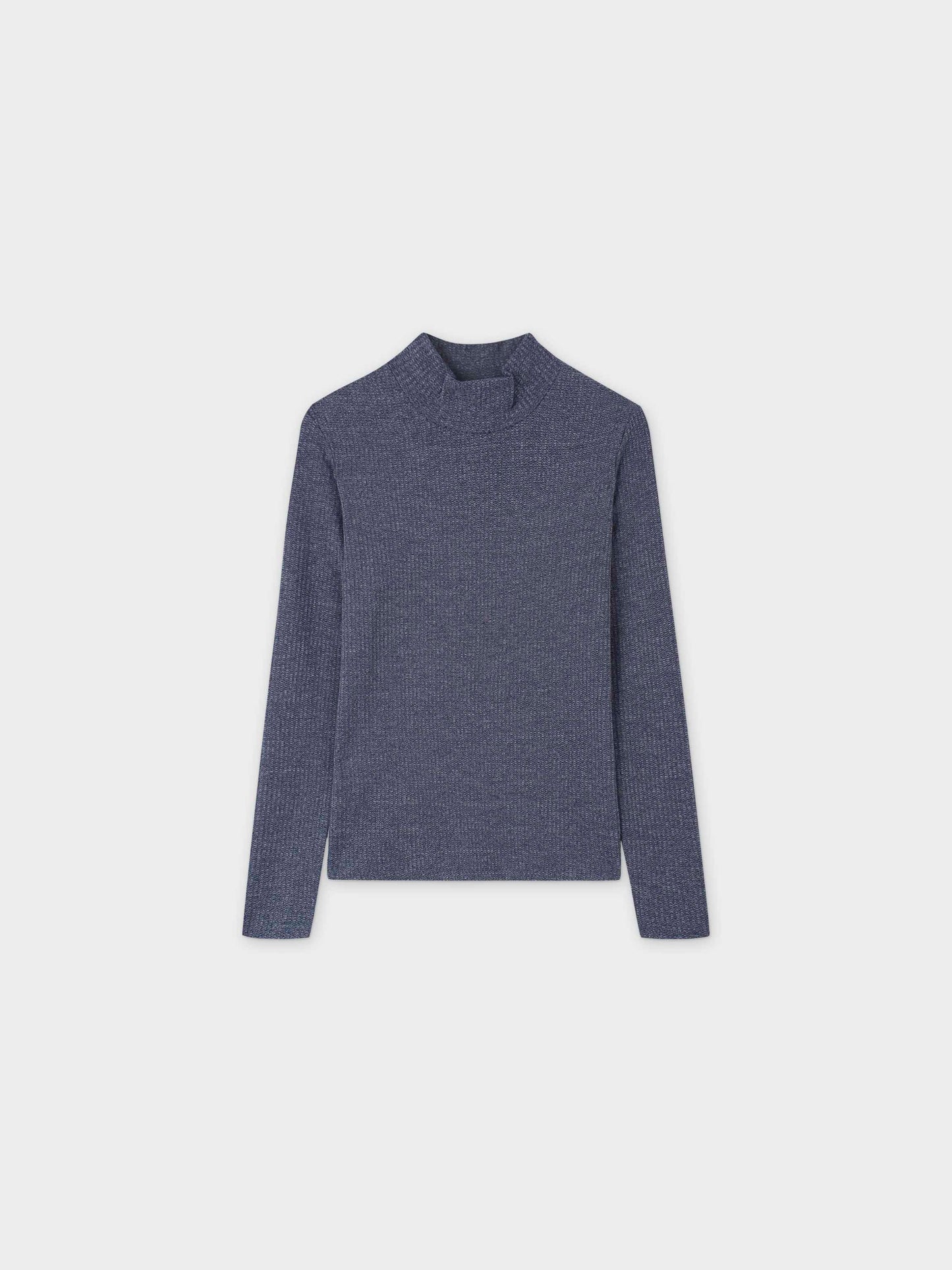 Textured Stretch Turtleneck-Blue-1