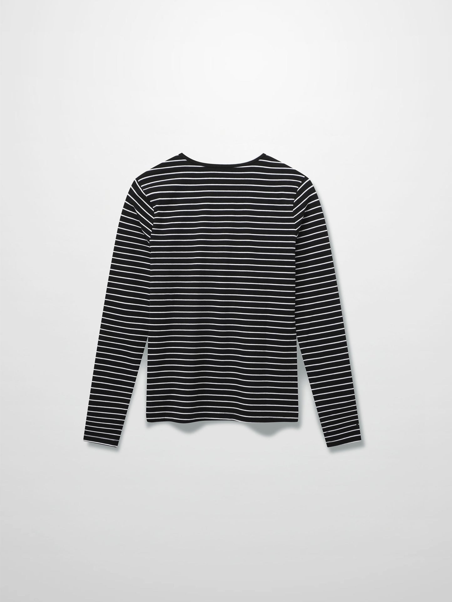 Flat Striped High V Long Sleeve-Black/White-1